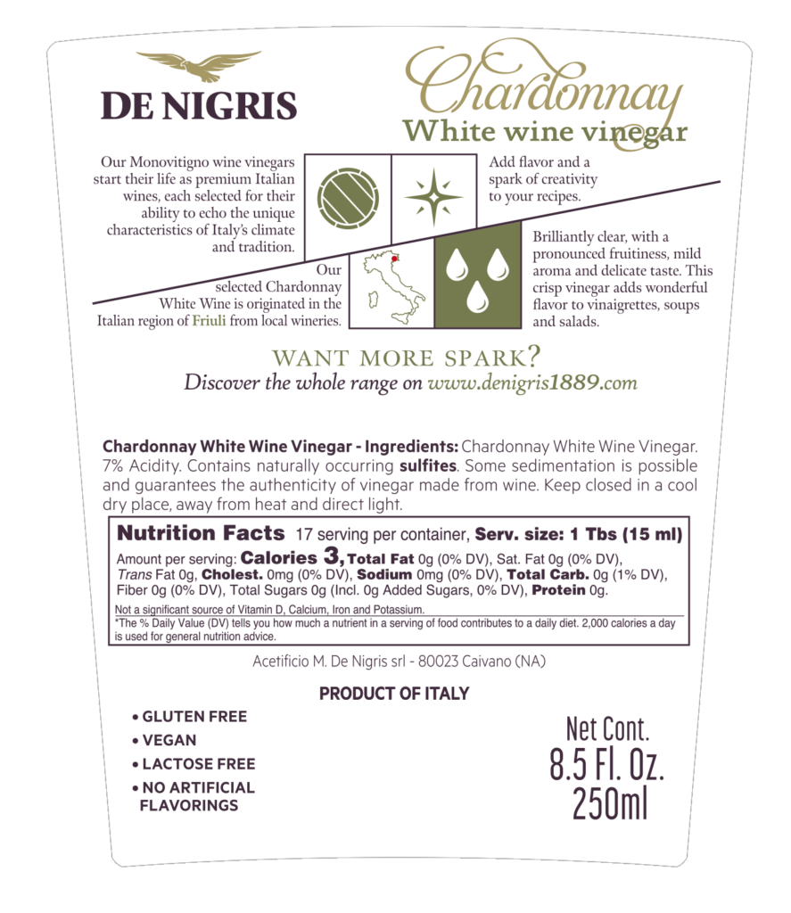 Chardonnay Wine Vinegar De Nigris 1889
