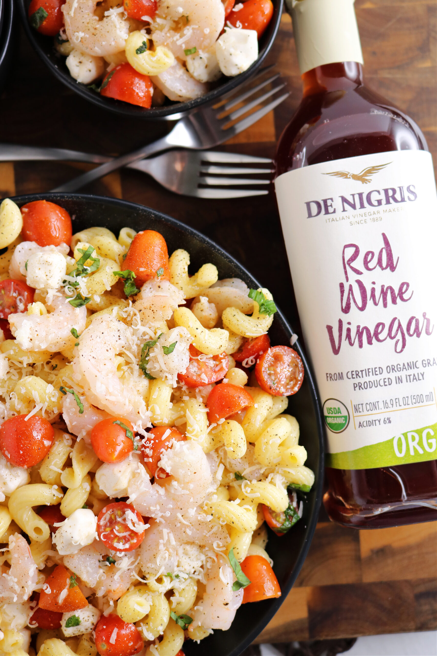 Shrimp Pasta Salad with Red Wine Vinegar Dressing De Nigris 1889