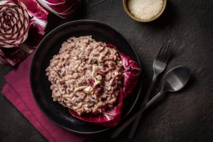 Risotto with Radicchio, Apples and Black Modena Pearls