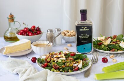 Fresh Spinach Salad with Cherries, Brie, Celery and Pistachios​_denigris_recipes